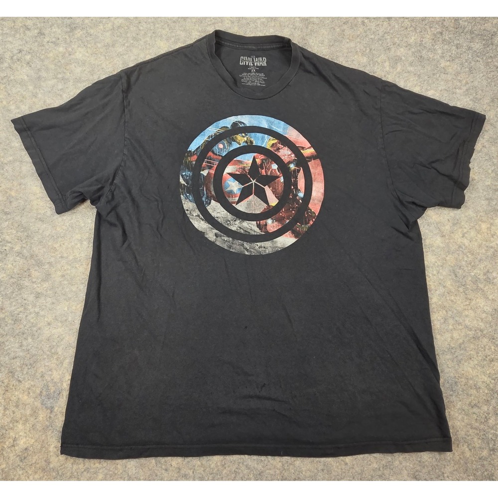 Marvel Captain America Civil War T-Shirt Mens 2X Black Mad Engine Iron Man